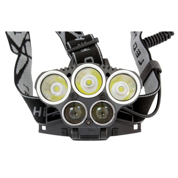 Φακός κεφαλής Cree XML T6 ZD24B, 5x LED, 5000LM, μαύρος