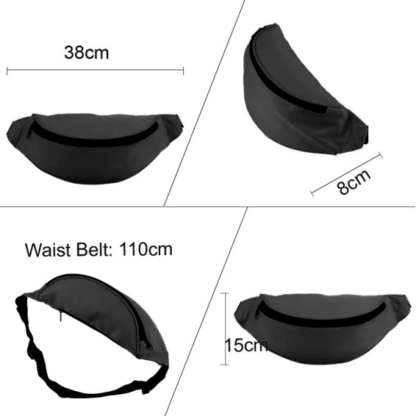 Τσάντα μέσης 62819, δυο θέσεων, 38x8x15cm, μαύρη