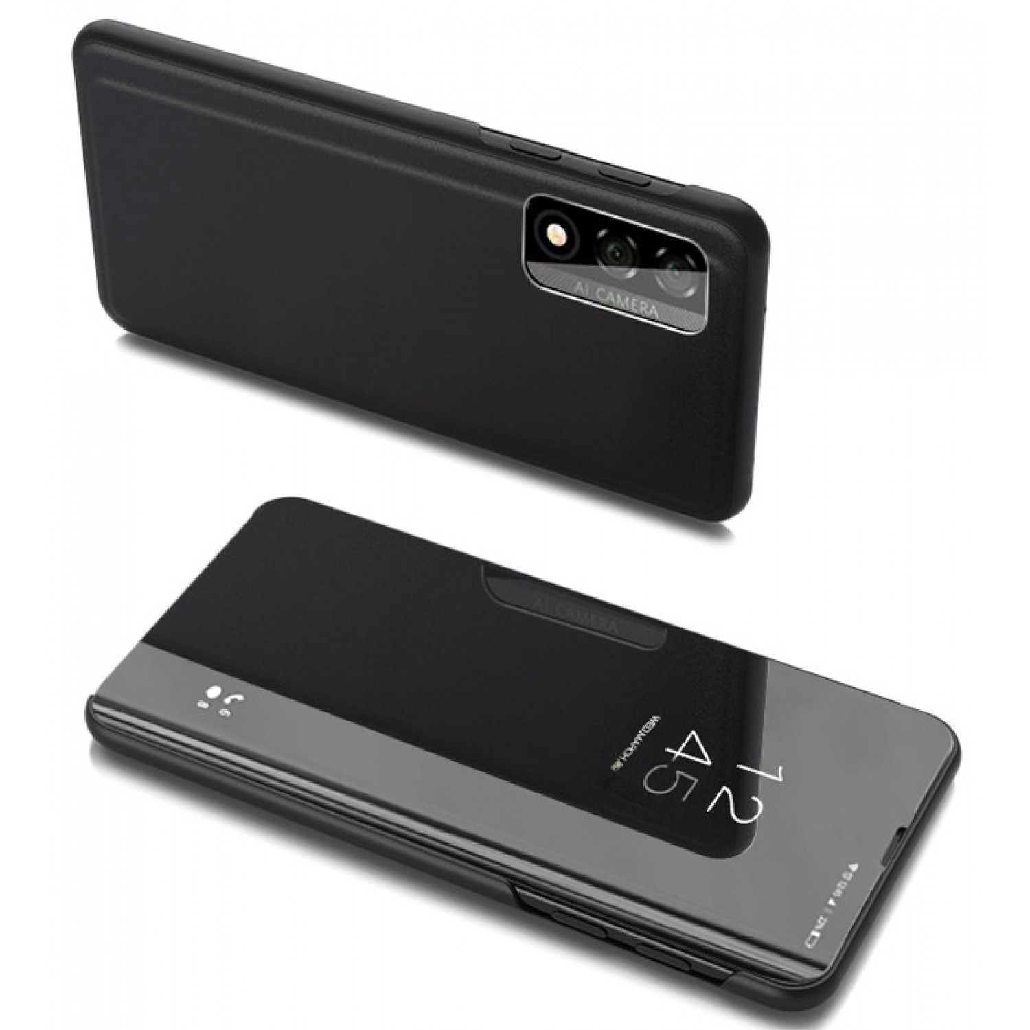 POWERTECH θήκη Clear View MOB-1615 για Realme 7, μαύρη POWERTECH θήκη Clear View MOB-1615 για Realme 7, μαύρη