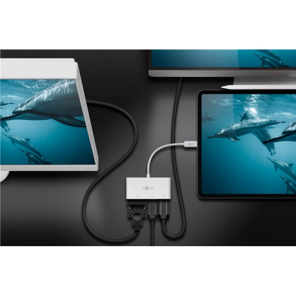GOOBAY αντάπτορας USB-C σε HDMI/DisplayPort/VGA 52412, 4K/60Hz, λευκός