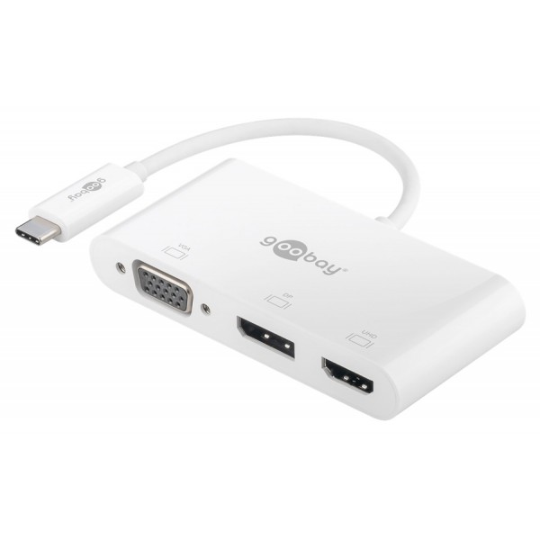 GOOBAY αντάπτορας USB-C σε HDMI/DisplayPort/VGA 52412, 4K/60Hz, λευκός