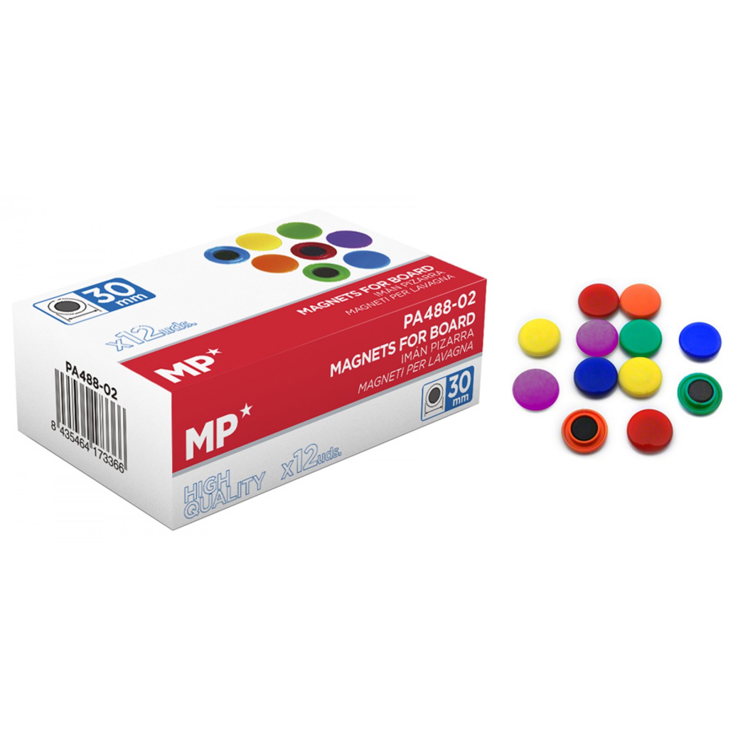 MP χρωματιστός μαγνήτης PA488-02, 30mm, 12τμχ MP χρωματιστός μαγνήτης PA488-02, 30mm, 12τμχ