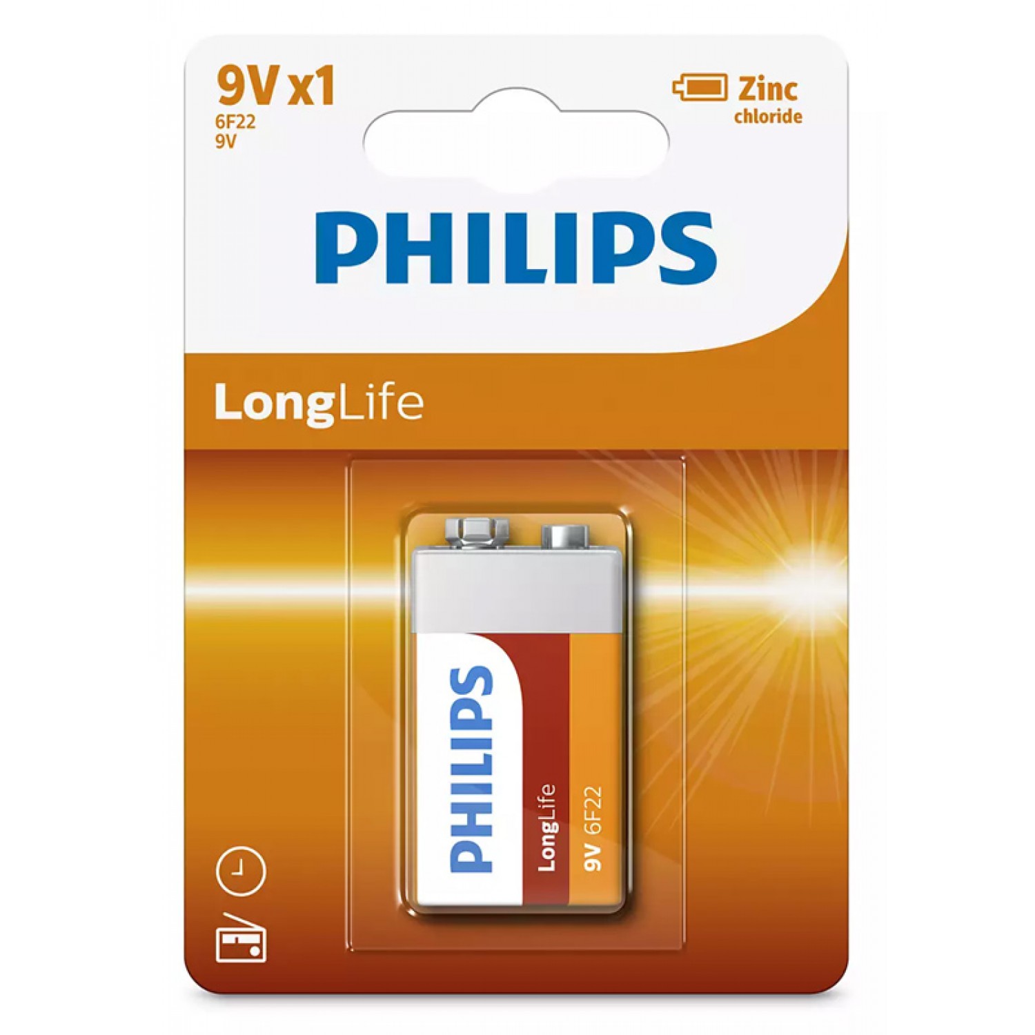 PHILIPS LongLife Zinc chloride μπαταρία 6F22L1B/10, 6F22 9V, 1τμχ PHILIPS LongLife Zinc chloride μπαταρία 6F22L1B/10, 6F22 9V, 1τμχ