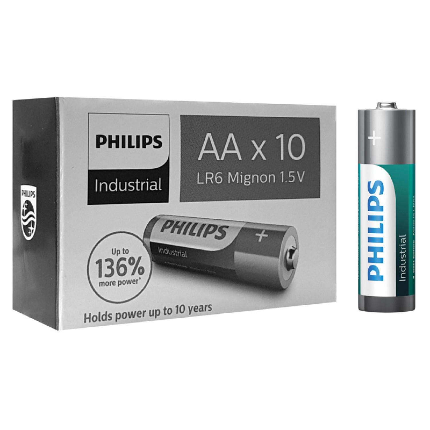 PHILIPS Industrial αλκαλικές μπαταρίες LR6I10C/10, AA LR6 1.5V, 10τμχ PHILIPS Industrial αλκαλικές μπαταρίες LR6I10C/10, AA LR6 1.5V, 10τμχ