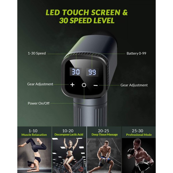 ORICO πιστόλι μασάζ JX-703, 30 επίπεδα ταχύτητας, 6 κεφαλές, γκρι