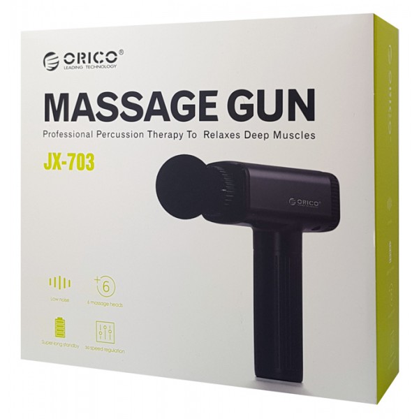 ORICO πιστόλι μασάζ JX-703, 30 επίπεδα ταχύτητας, 6 κεφαλές, γκρι