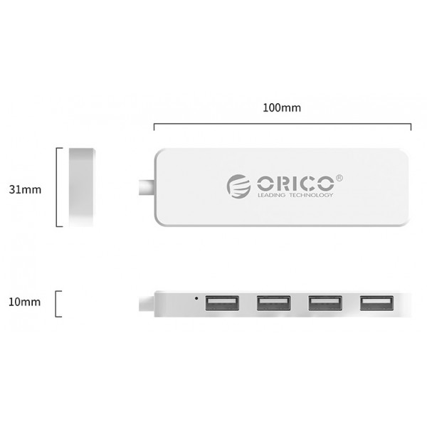 ORICO USB hub FL01, 4x θυρών, 480Mbps, USB σύνδεση, λευκό ORICO USB hub FL01, 4x θυρών, 480Mbps, USB σύνδεση, λευκό