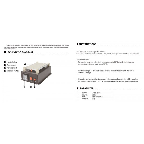 BEST Vacuum Seperator B-988, Temp control, 19 x 11 BEST Vacuum Seperator B-988, Temp control, 19 x 11