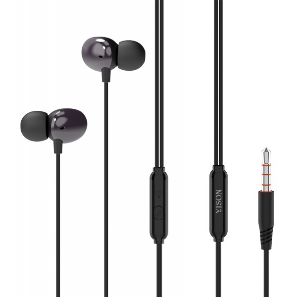 YISON earphones με μικρόφωνο X5, 3.5mm, 1.2m, μαύρα YISON earphones με μικρόφωνο X5, 3.5mm, 1.2m, μαύρα