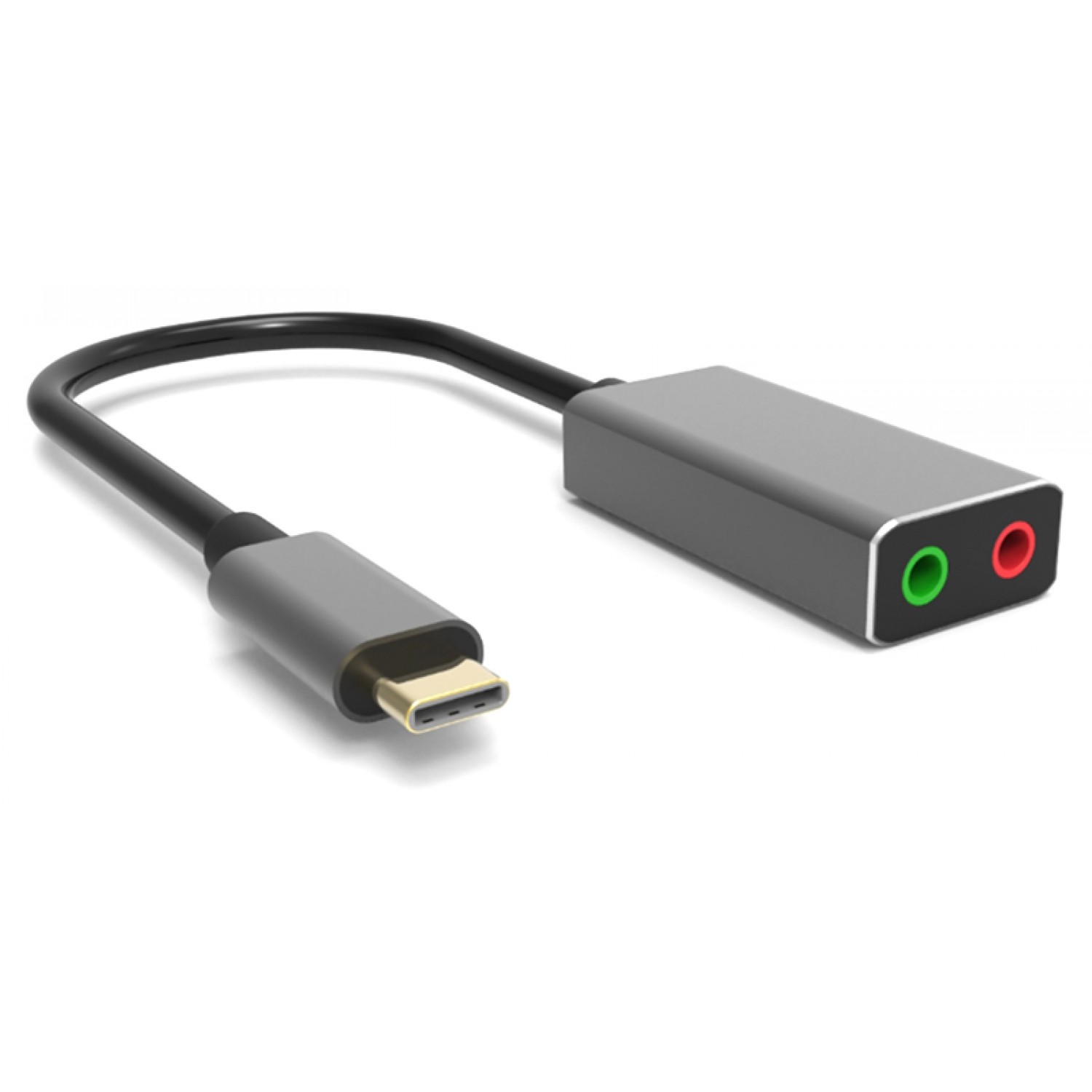 POWERTECH USB Type-C κάρτα ήχου PTH-045, 2x 3.5mm, γκρι