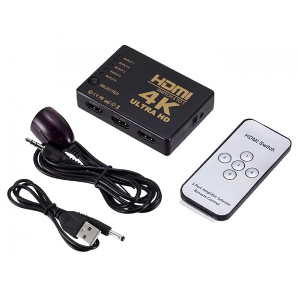 POWERTECH HDMI Amplifier Switch 5 in 1 PTH-052, 4K, 3D, Remote Control POWERTECH HDMI Amplifier Switch 5 in 1 PTH-052, 4K, 3D, Remote Control