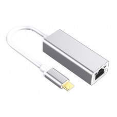 POWERTECH αντάπτορας USB Type-C σε RJ45 PTH-059, 10/100/1000Mbps, ασημί