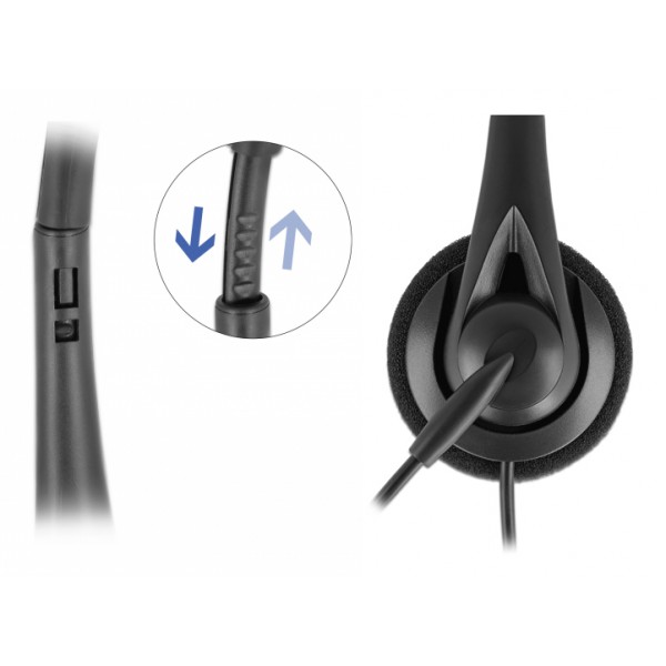 DELOCK headphones με μικρόφωνο 27179, stereo, USB, volume control, μαύρα DELOCK headphones με μικρόφωνο 27179, stereo, USB, volume control, μαύρα