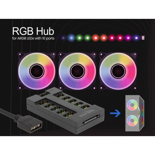 DELOCK RGB hub 64128 για ARGB LEDs, 10 θύρες, μαύρο DELOCK RGB hub 64128 για ARGB LEDs, 10 θύρες, μαύρο
