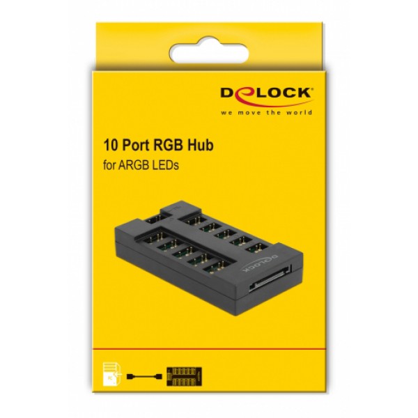 DELOCK RGB hub 64128 για ARGB LEDs, 10 θύρες, μαύρο DELOCK RGB hub 64128 για ARGB LEDs, 10 θύρες, μαύρο