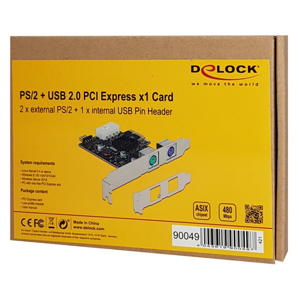 DELOCK κάρτα επέκτασης PCIe σε 2x PS/2 90049 low profile, USB pin header DELOCK κάρτα επέκτασης PCIe σε 2x PS/2 90049 low profile, USB pin header