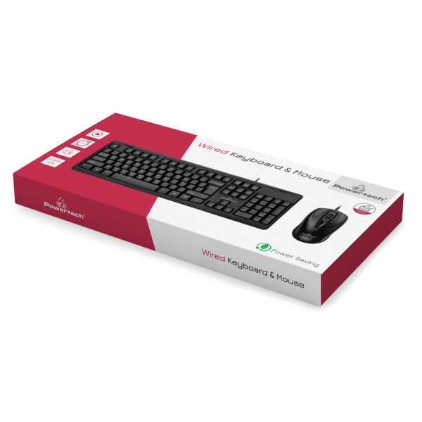 POWERTECH set ποντίκι & πληκτρολόγιο PT-933, ενσύρματο, 1000dpi, μαύρο POWERTECH set ποντίκι & πληκτρολόγιο PT-933, ενσύρματο, 1000dpi, μαύρο