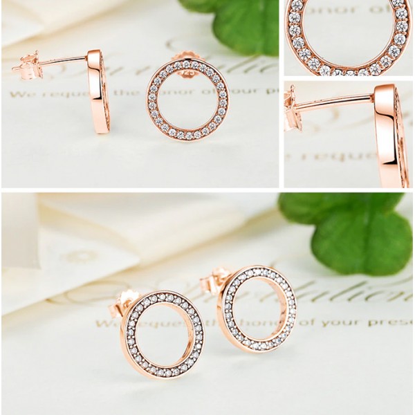 BAMOER σκουλαρίκια καρφωτά PAS484 σε σχέδιο κύκλου, ασήμι 925, ροζ χρυσό BAMOER σκουλαρίκια καρφωτά PAS484 σε σχέδιο κύκλου, ασήμι 925, ροζ χρυσό