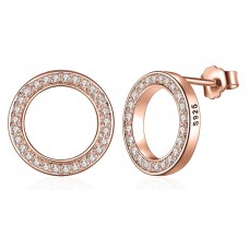 BAMOER σκουλαρίκια καρφωτά PAS484 σε σχέδιο κύκλου, ασήμι 925, ροζ χρυσό