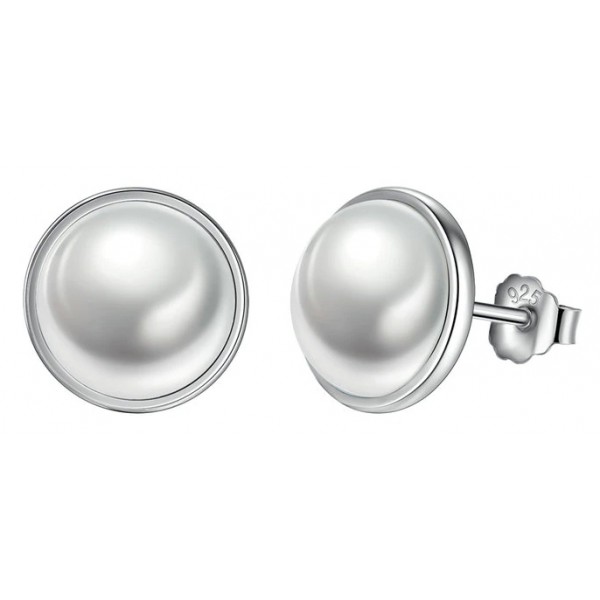 BAMOER σκουλαρίκια καρφωτά PAS489 με λευκή πέρλα, ασήμι 925, ασημί BAMOER σκουλαρίκια καρφωτά PAS489 με λευκή πέρλα, ασήμι 925, ασημί