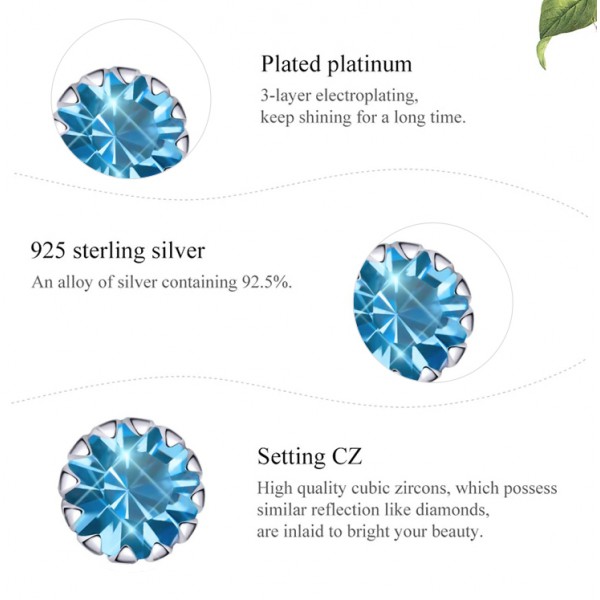 BAMOER σκουλαρίκια καρφωτά SCE862-12 με κυβική ζιρκόνια, ασήμι 925, μπλε BAMOER σκουλαρίκια καρφωτά SCE862-12 με κυβική ζιρκόνια, ασήμι 925, μπλε