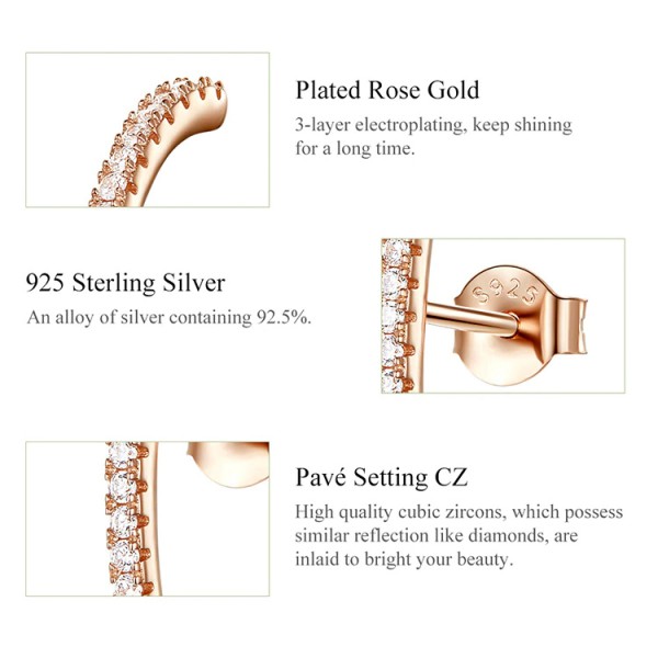 BAMOER σκουλαρίκια καρφωτά SCE548 hug λοβού, ασήμι 925, ροζ χρυσό BAMOER σκουλαρίκια καρφωτά SCE548 hug λοβού, ασήμι 925, ροζ χρυσό