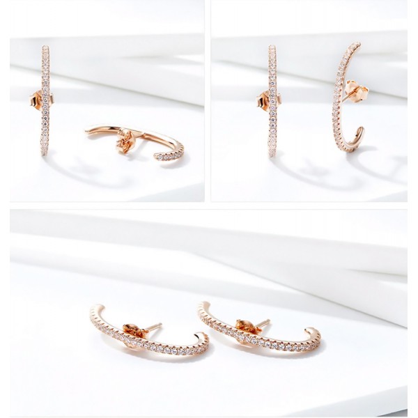 BAMOER σκουλαρίκια καρφωτά SCE548 hug λοβού, ασήμι 925, ροζ χρυσό BAMOER σκουλαρίκια καρφωτά SCE548 hug λοβού, ασήμι 925, ροζ χρυσό