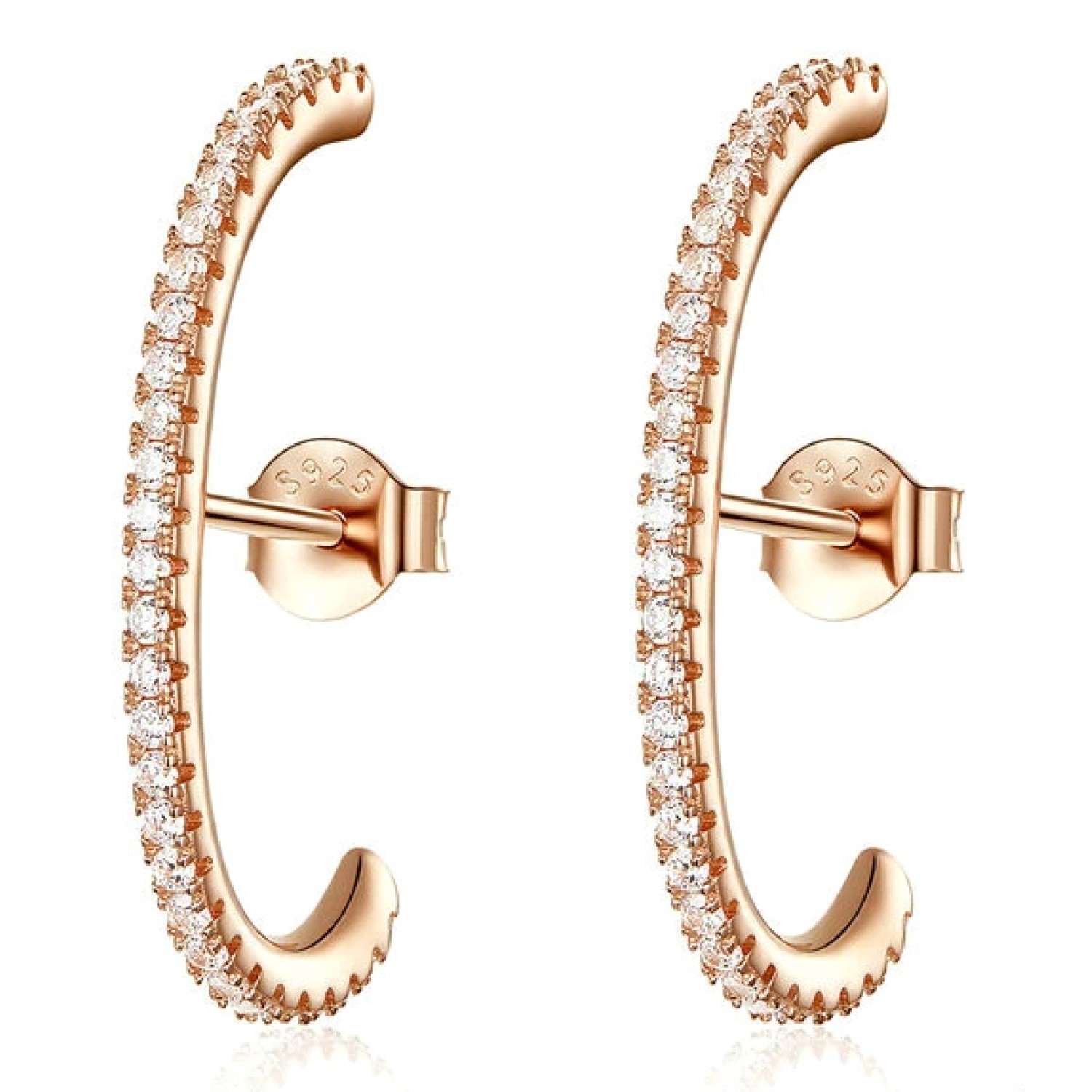 BAMOER σκουλαρίκια καρφωτά SCE548 hug λοβού, ασήμι 925, ροζ χρυσό BAMOER σκουλαρίκια καρφωτά SCE548 hug λοβού, ασήμι 925, ροζ χρυσό