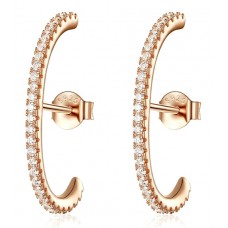 BAMOER σκουλαρίκια καρφωτά SCE548 hug λοβού, ασήμι 925, ροζ χρυσό