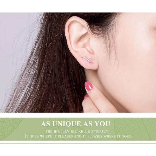 BAMOER σκουλαρίκια καρφωτά SCE600 σε σχέδιο κύματος, ασήμι 925, ασημί BAMOER σκουλαρίκια καρφωτά SCE600 σε σχέδιο κύματος, ασήμι 925, ασημί