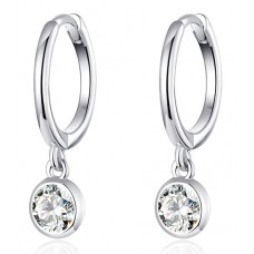 BAMOER σκουλαρίκια κρίκος SCE830 με κυβική ζιρκόνια, ασήμι 925, ασημί