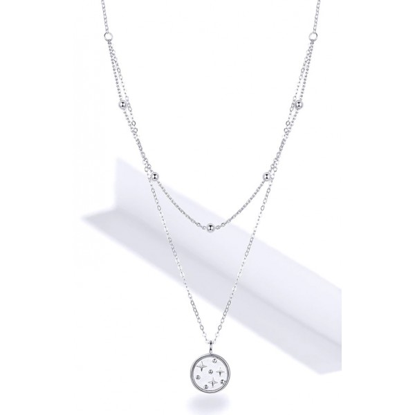 BAMOER κολιέ SCN365 δυο σειρών, ασήμι 925, ασημί BAMOER κολιέ SCN365 δυο σειρών, ασήμι 925, ασημί