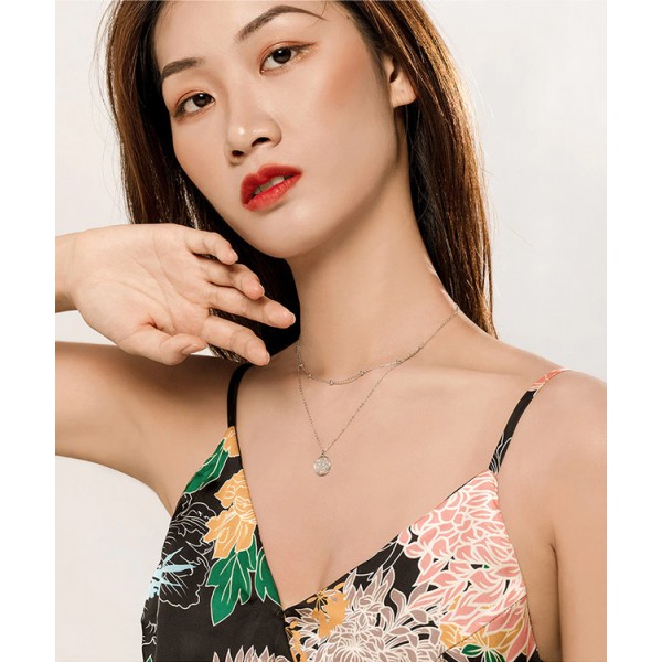 BAMOER κολιέ SCN365 δυο σειρών, ασήμι 925, ασημί BAMOER κολιέ SCN365 δυο σειρών, ασήμι 925, ασημί