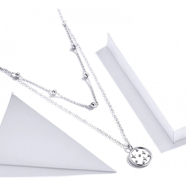 BAMOER κολιέ SCN365 δυο σειρών, ασήμι 925, ασημί BAMOER κολιέ SCN365 δυο σειρών, ασήμι 925, ασημί