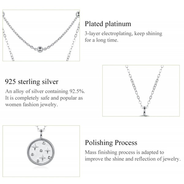 BAMOER κολιέ SCN365 δυο σειρών, ασήμι 925, ασημί BAMOER κολιέ SCN365 δυο σειρών, ασήμι 925, ασημί