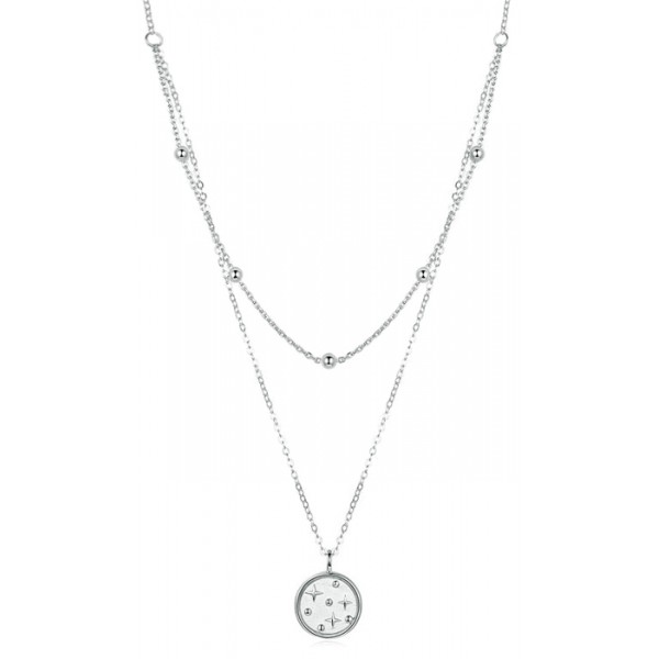 BAMOER κολιέ SCN365 δυο σειρών, ασήμι 925, ασημί BAMOER κολιέ SCN365 δυο σειρών, ασήμι 925, ασημί