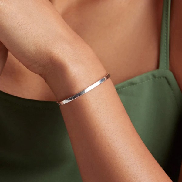 BAMOER βραχιόλι χειροπέδα SCB160 με χάραξη, ασήμι 925, ασημί BAMOER βραχιόλι χειροπέδα SCB160 με χάραξη, ασήμι 925, ασημί