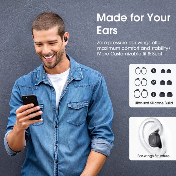 MPOW earphones με θήκη φόρτισης Mdots BH510A, True Wireless, μαύρα MPOW earphones με θήκη φόρτισης Mdots BH510A, True Wireless, μαύρα