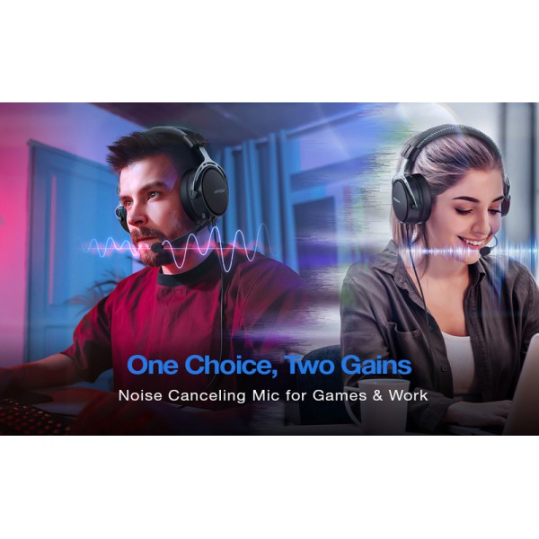 MPOW gaming headset Air SE BH439A, multiplatform, 3.5mm, μαύρο-κόκκινο