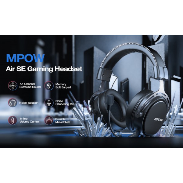 MPOW gaming headset Air SE BH439A, multiplatform, 3.5mm, μαύρο-κόκκινο