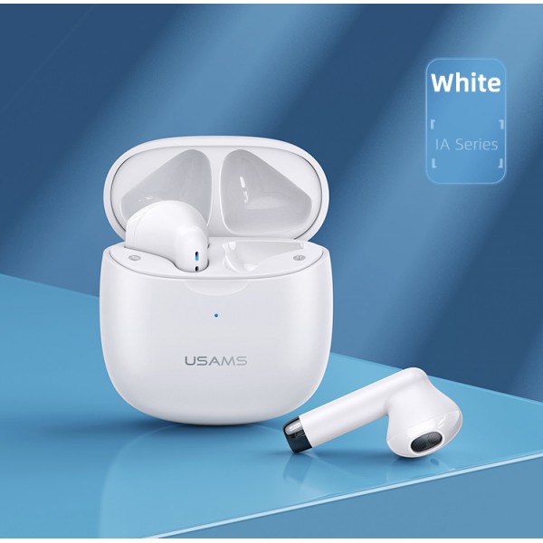 USAMS earphones IA04 με θήκη φόρτισης, True Wireless, λευκά