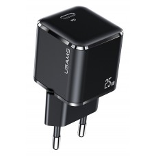 USAMS φορτιστής τοίχου T42, USB Τype-C, Super Si, PD QC 3.0, 25W, μαύρος