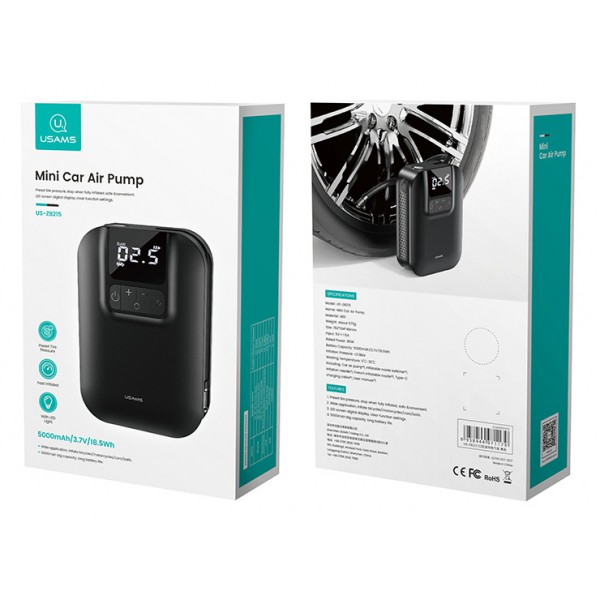 USAMS mini συμπιεστής αέρος αυτοκινήτου US-ZB215, μαύρος USAMS mini συμπιεστής αέρος αυτοκινήτου US-ZB215, μαύρος