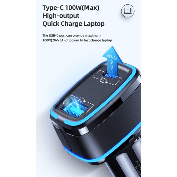 USAMS φορτιστής αυτοκινήτου US-CC142, USB & Type-C, 120W, μαύρος