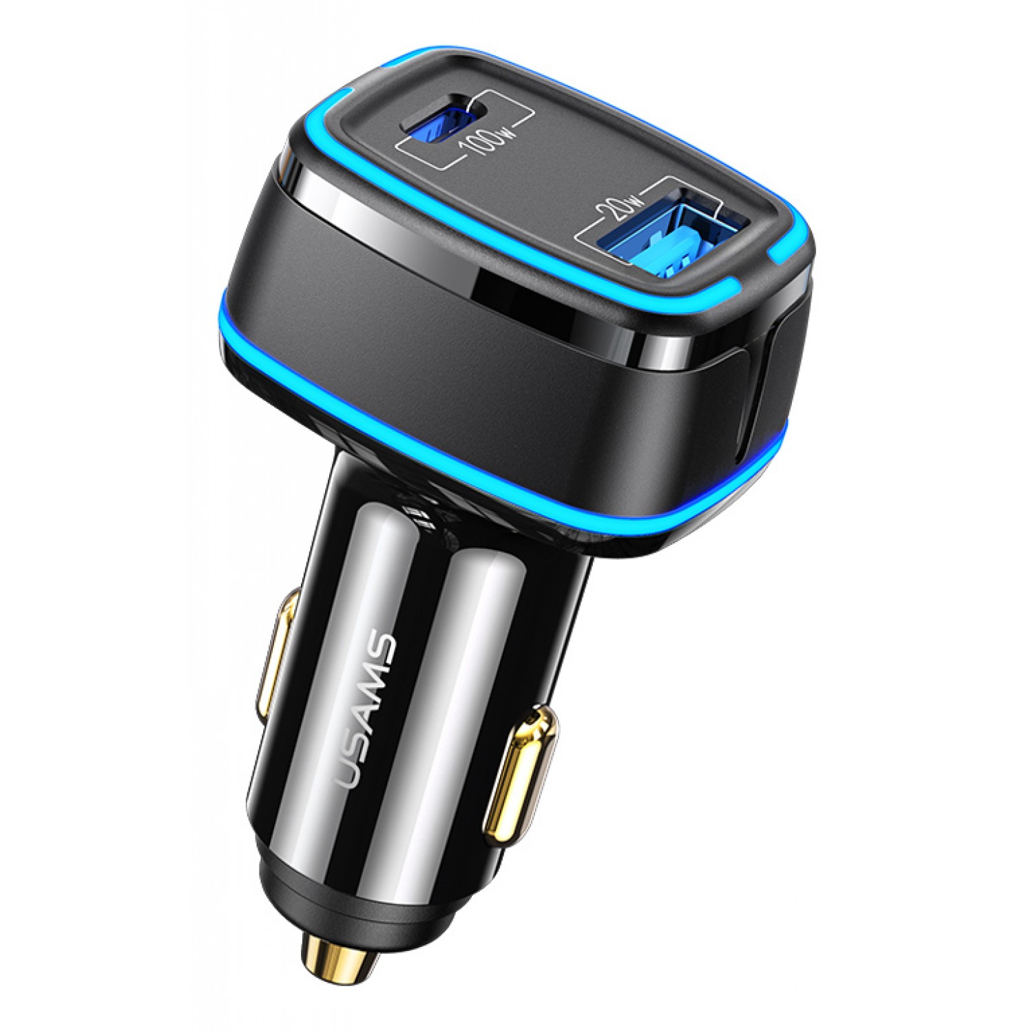 USAMS φορτιστής αυτοκινήτου US-CC142, USB & Type-C, 120W, μαύρος