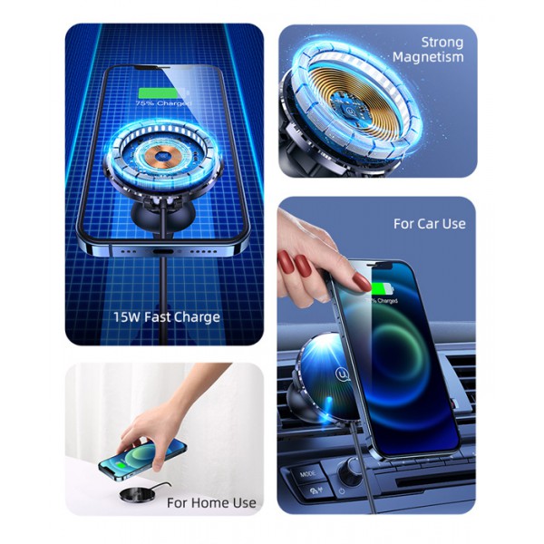 USAMS ασύρματος φορτιστής & βάση αυτοκινήτου US-CD164, 15W, μαύρος USAMS ασύρματος φορτιστής & βάση αυτοκινήτου US-CD164, 15W, μαύρος