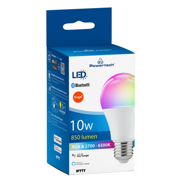 POWERTECH Smart λάμπα LED E27-014, Bluetooth, 10W, E27, RGB 2700-6500K POWERTECH Smart λάμπα LED E27-014, Bluetooth, 10W, E27, RGB 2700-6500K