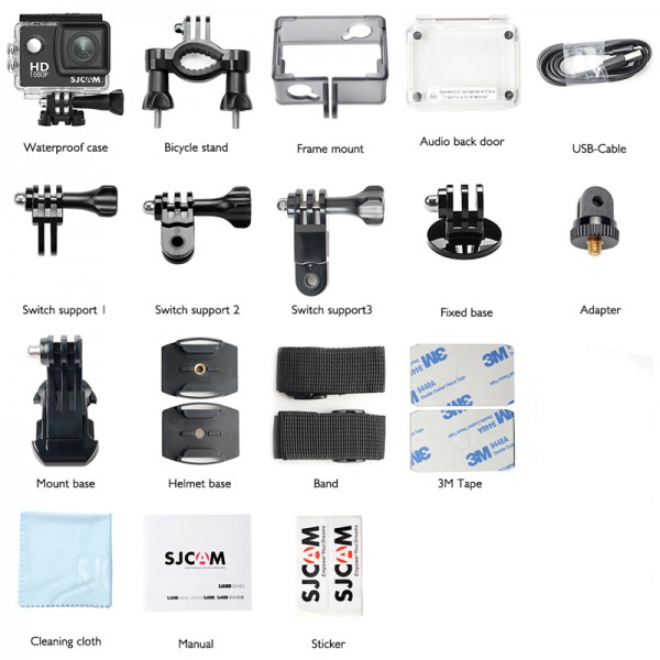 SJCAM Action Cam SJ4000 WiFi, 2K, 12MP, 2" LCD, αδιάβροχη, μαύρη