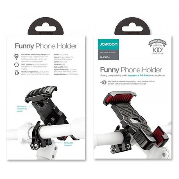 JOYROOM βάση ποδηλάτου για smartphone JR-ZS264, μαύρη JOYROOM βάση ποδηλάτου για smartphone JR-ZS264, μαύρη