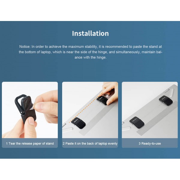 NILLKIN βάση για laptop & tablet 6902048203068, μαύρη, 2τμχ